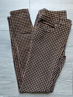 Vera Wang Princess Houndstooth Skinny Pants Size 1 Black/Camel